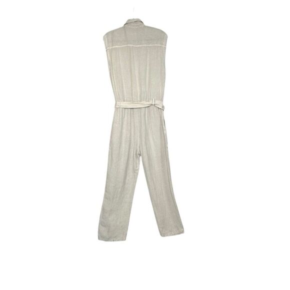 Young Fabulous and Broke Cuba Linen Blend Jumpsuit  in Tan |Size M - Picture 6 of 10